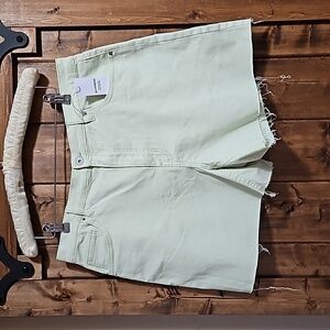 Ardene Pastel Green Cotton 4.5" Cut off Boyfriend Denim Shorts Size 13